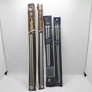 Lot 4 Sets Knitting Needles Metal & Plastic In Package 10"& 14" Size 4, 6, 7, 10